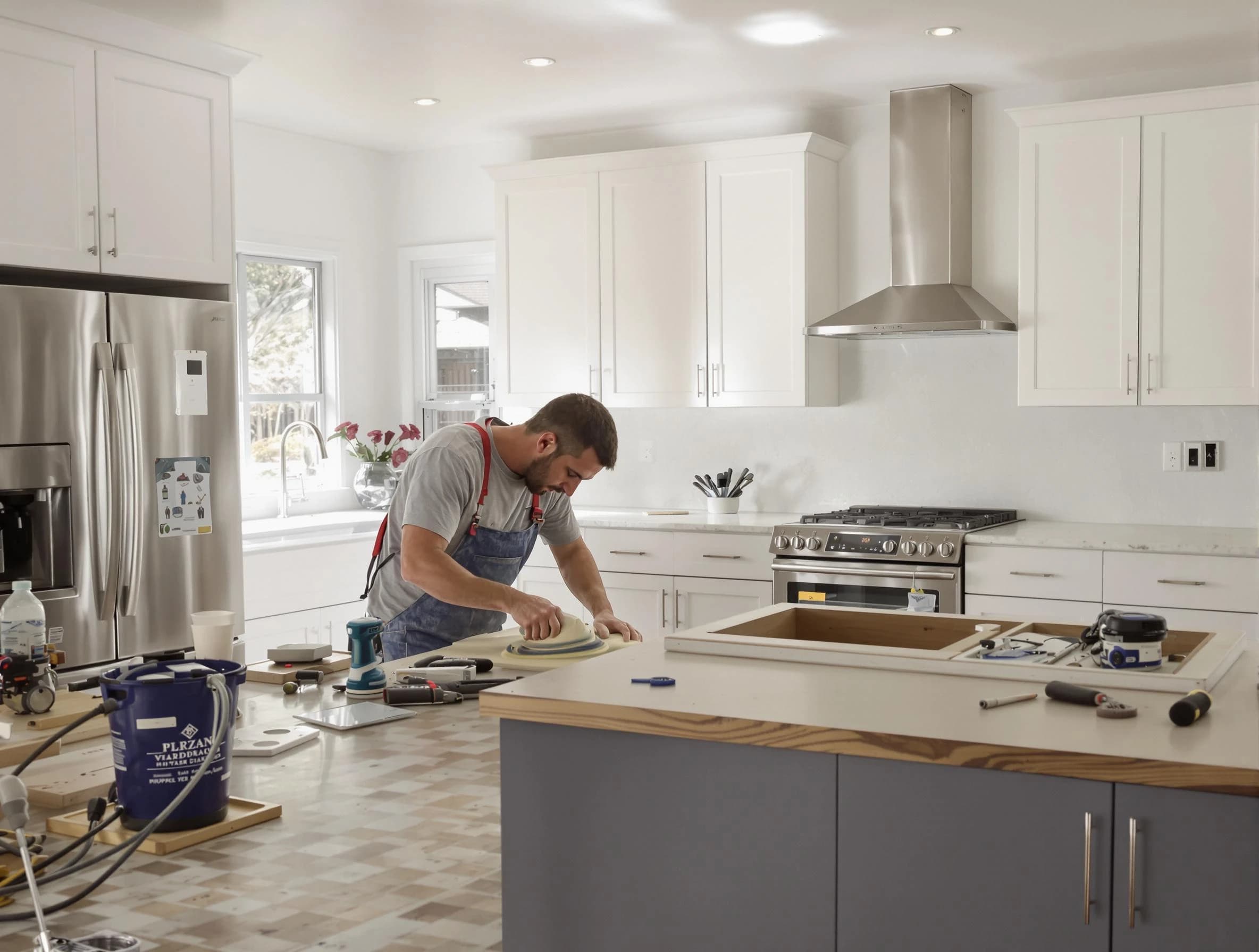 Goodyear House Painters refinishing kitchen cabinets in Goodyear, AZ
