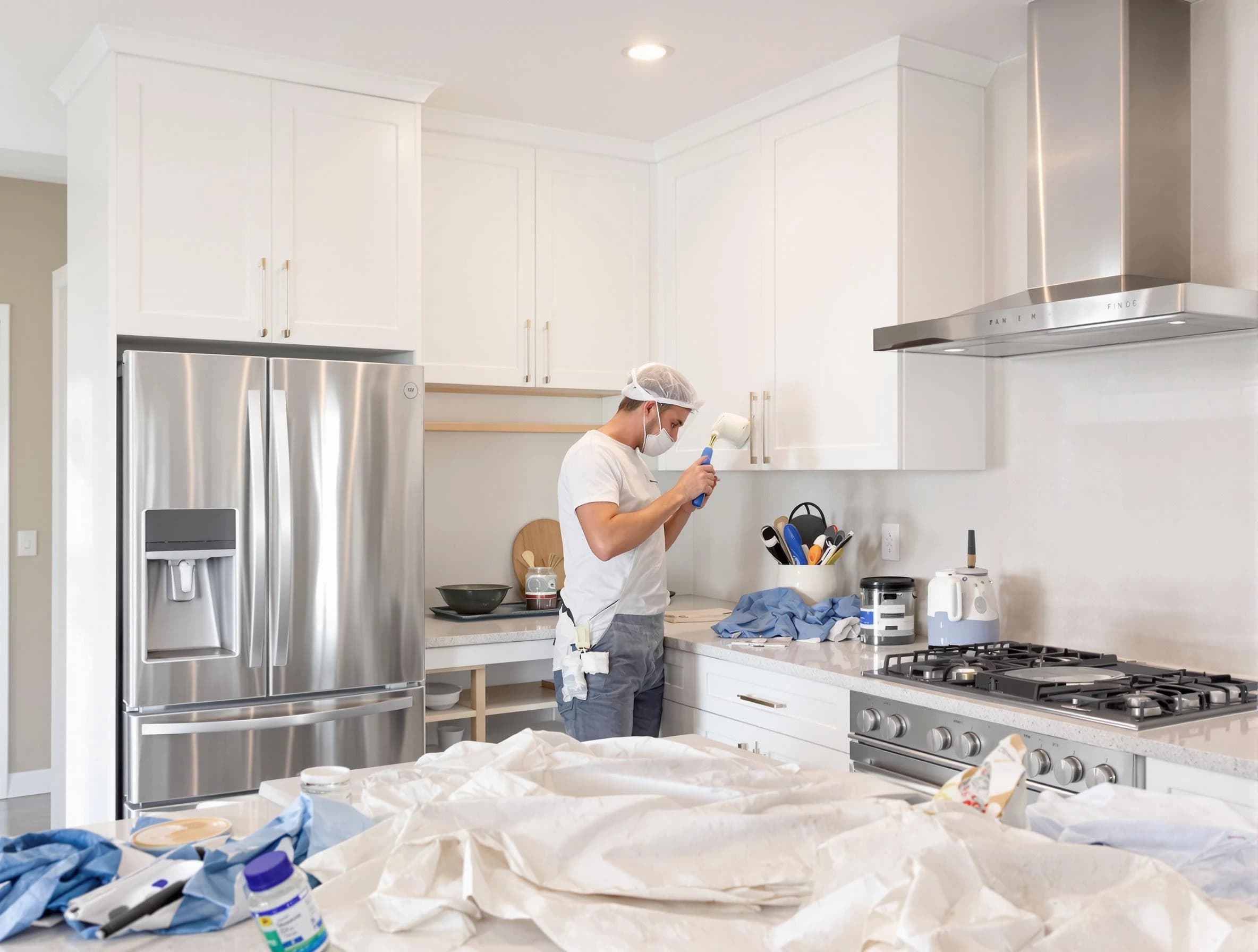 Goodyear House Painters painter applying a fresh coat in a kitchen located in Goodyear, AZ