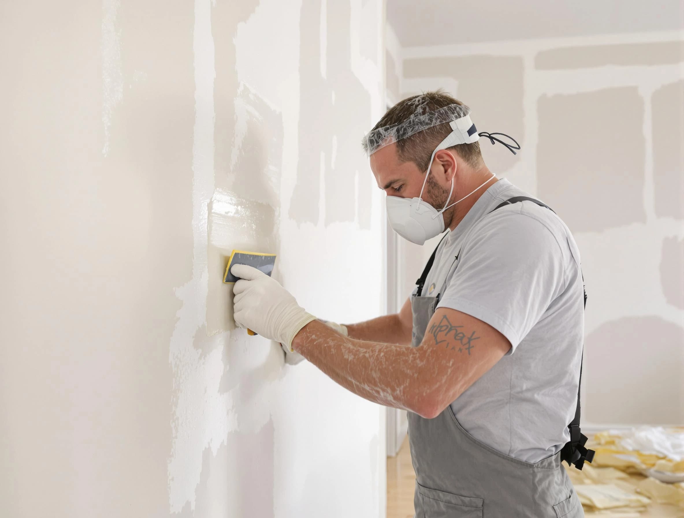 Goodyear House Painters technician applying mud to drywall seams in Goodyear, AZ