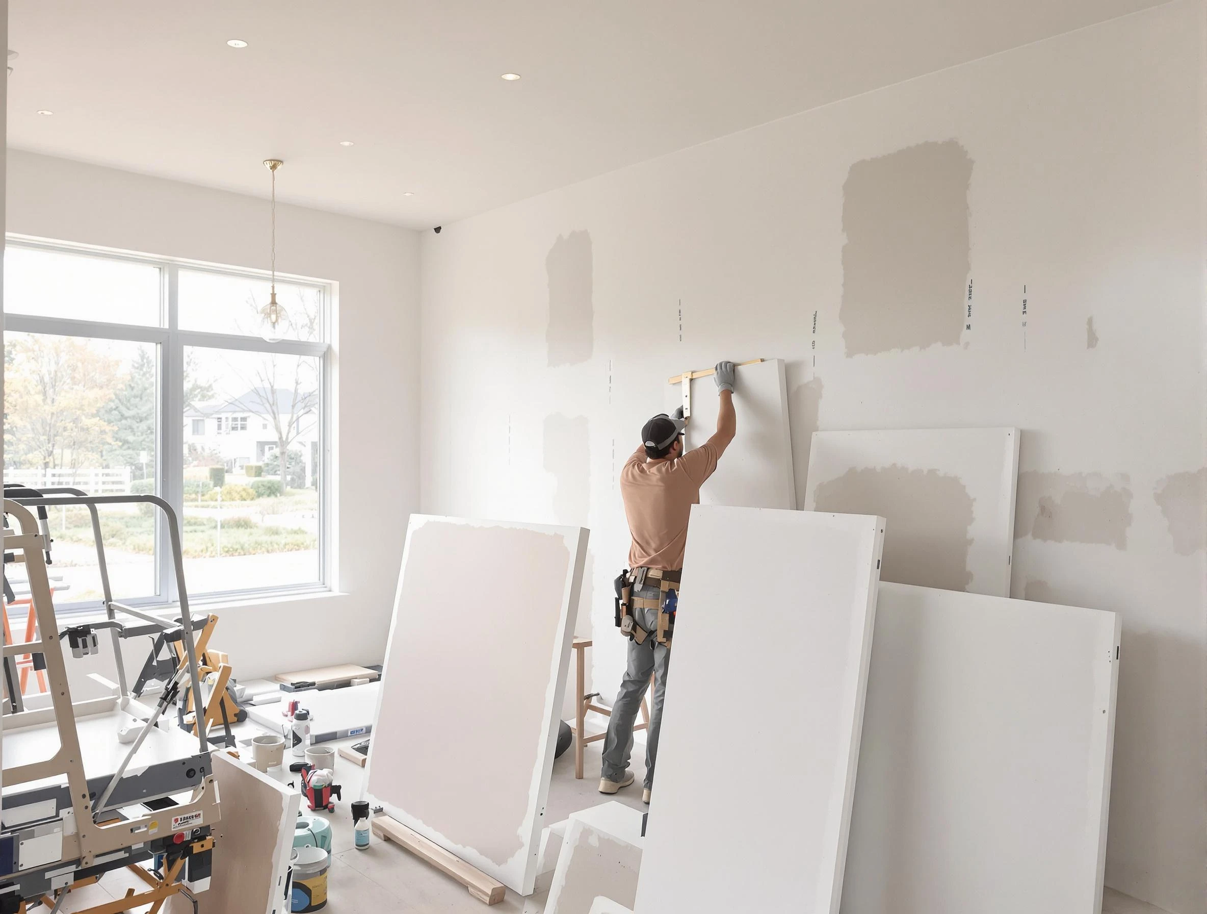 Goodyear House Painters precisely hanging drywall sheets in Goodyear, AZ