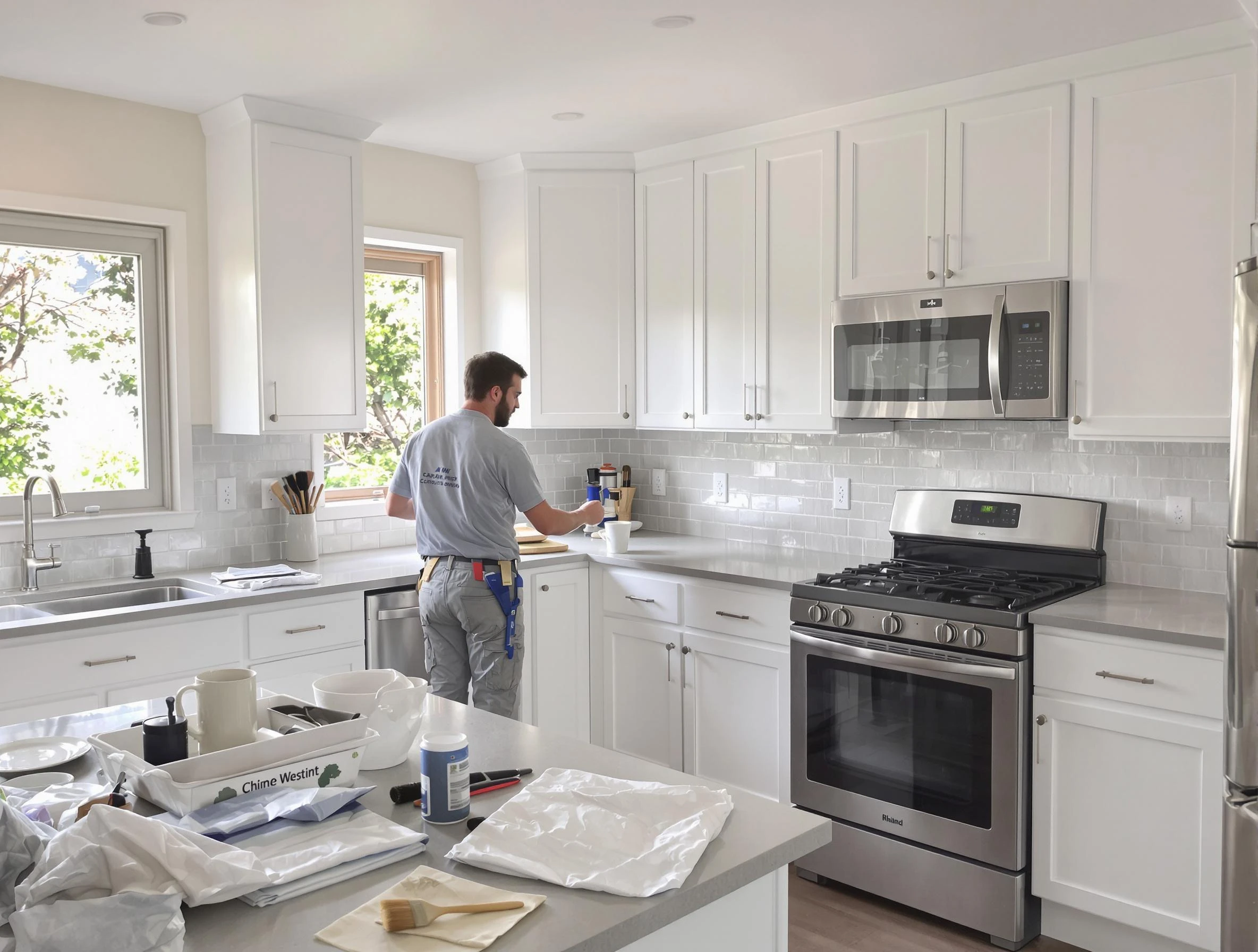 Goodyear House Painters applying fresh paint on kitchen cabinets in Goodyear