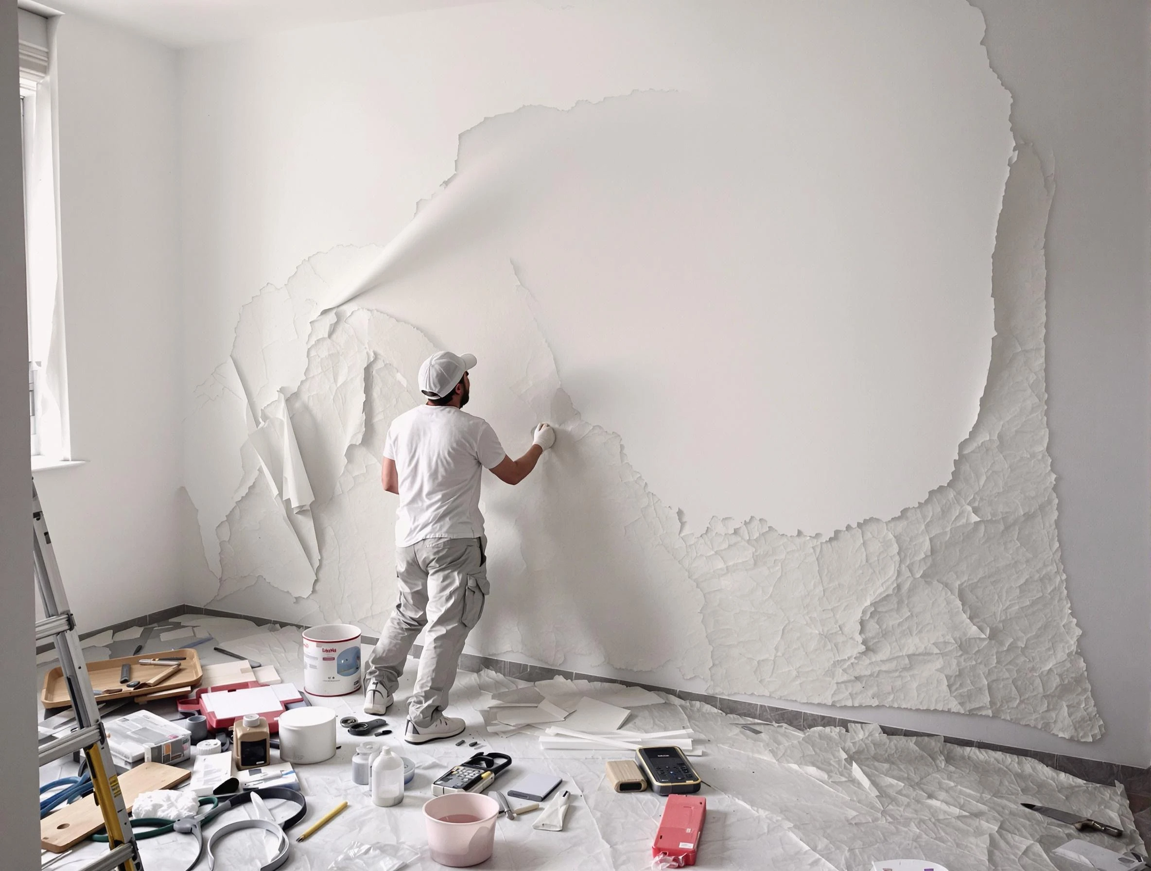 Removing old wallpaper to reveal clean walls by Goodyear House Painters in Goodyear